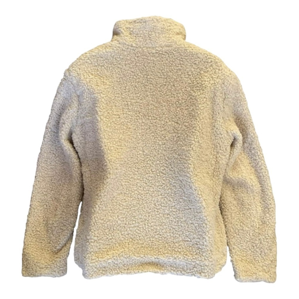 Pendleton Cream Sherpa Flannel Trim Full Zipper Teddy Coat Women’s Large - Picture 3 of 16